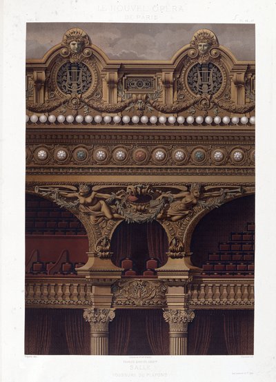 Voussure van het plafond van de Opera Garnier - chromolithografie, eind 19e eeuw door Unknown artist