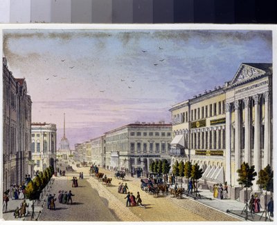 Uitzicht op de Nevsky Prospekt en de politieburg in Sint-Petersburg (Album van Marie Taglioni) door Unknown artist