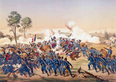 Oorlog van 1870: de aanval van de slagschepen bij de Slag van Froeschwiller Woerth door Unknown artist