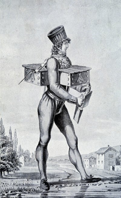 Oorlogskostuum van de 19e eeuw. Gravure van de 19e eeuw. door Unknown artist