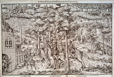 Godsdienstoorlogen 1562-1598: Moord op François I van Lotharingen (1519-1563) Tweede hertog van Guise op 18/02/1563. Een katholieke leider, hij werd vermoord door de calvinist Jean de Poltrot de Mere door Unknown artist