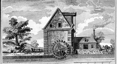 Watermolen. gravure rond 1800 door Unknown artist