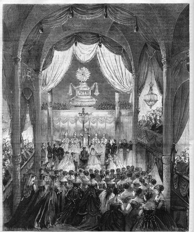 Huwelijksceremonie van Prins Humbert I Prins van Italië (Umberto I) door Unknown artist