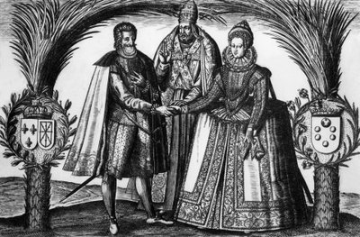Huwelijk van de Franse koning Henri IV en Marie de Medicis op 17 december door Unknown artist