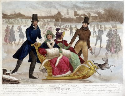 Winter: Schaatsen - gravure door Unknown artist