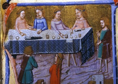 Banket van vrouwen. Miniatuur uit een 13e-eeuws manuscript door Unknown artist