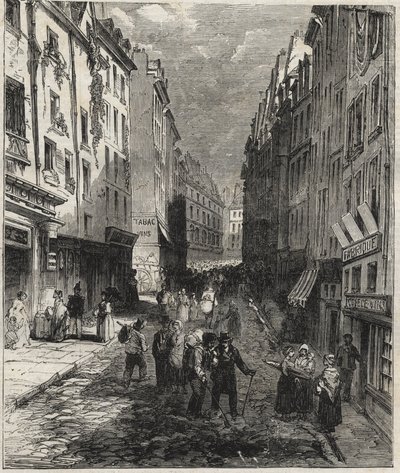 Werken rue de la Montagne Sainte-Genevieve in het 5e arrondissement van Parijs in 1858 door Unknown artist