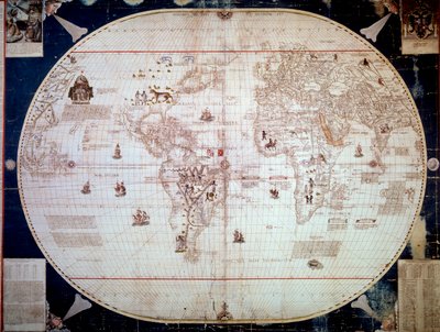 Wereldkaart van de navigator Sebastiano Caboto door Unknown artist