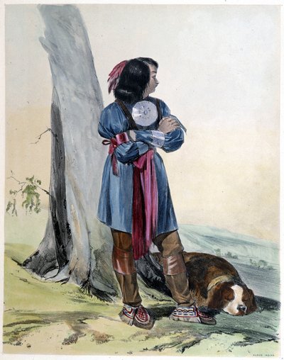 Jonge Huron indiaan en zijn hond - in "Shyth