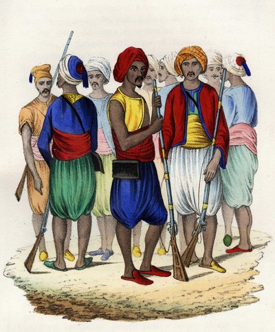 Zouaven, inheemse tirailleurs van het Franse leger van Afrika, getraind in 1830. In 