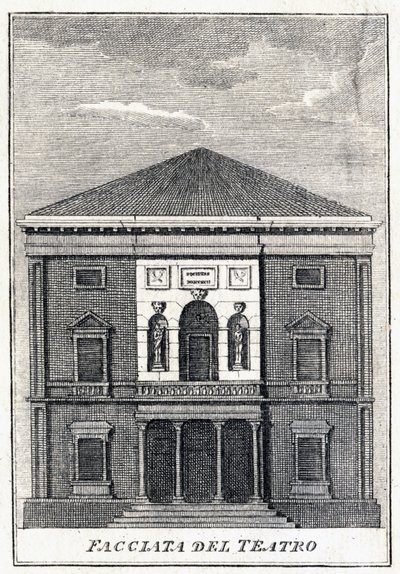 Façade van het Fenice Theater in Venetië in het midden van de 19e eeuw door Unknown artist