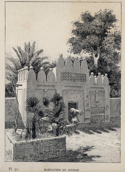 Bewoning van Soedan - gravure van 1889 in 