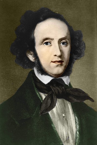Portret van Felix Mendelssohn - Bartholdy. Duitse componist (1809 tot 1847) door Unknown artist