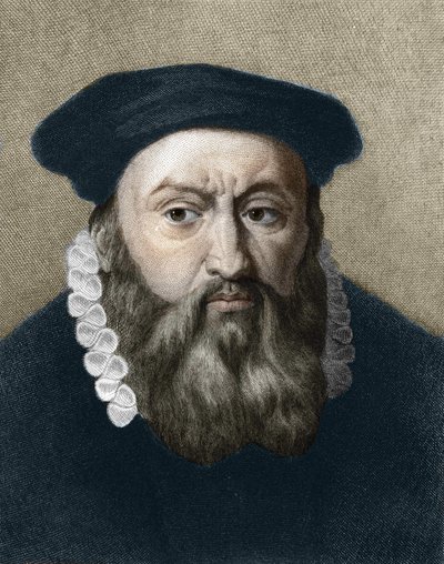 Portret van Jean Calvin (1509-1564), Franse religieuze hervormer en schrijver door Unknown artist