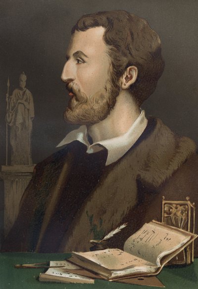 Portret van Jerome Cardan in Italiaans Gerolamo Cardano (Cardanus Hieronymus) Arts, wiskundige, filosoof en Italiaanse astroloog (Pavia). door Unknown artist