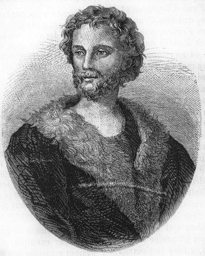 Portret van Mathurin Régnier. Franse dichter (1573 tot 1613) Gravure uit 1866 door Unknown artist