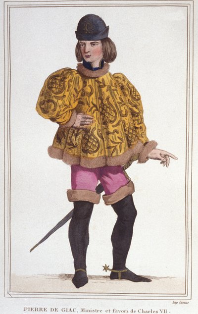 Portret van Pierre de Giac, favoriet van Charles VII, Minister en Superintendent van Financiën, gravure uit 1830 door Unknown artist