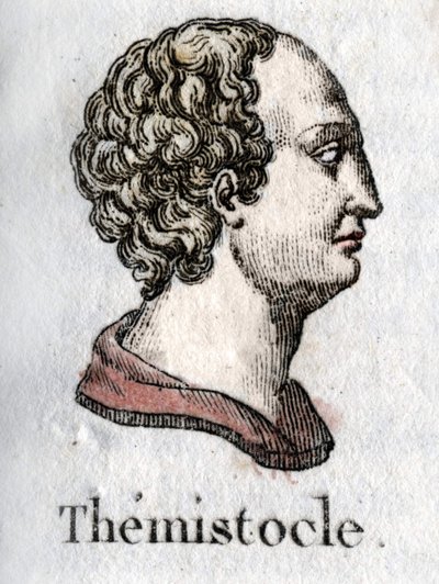 Portret van Themistoklès. in Grieks Themistoklès staatsman en Atheense generaal (ca. 525 v.Chr. tot ca. 460 v.Chr.) Gravure uit 1822. door Unknown artist