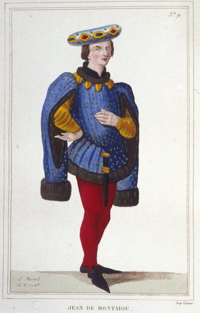 Portret van Jean de Montaigu. Franse staatsman (1349 tot 1409). Superintendent van Financiën in 1388. gravure uit 1830 door Unknown artist