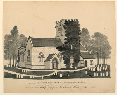 Oddington Kerkhof, Gloucestershire, Noordwestelijke aanzicht door Unknown, English