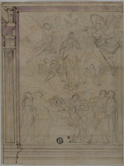 Maria Hemelvaart (recto); Schetsen van Architecturale Details (verso) door Unknown Florentine