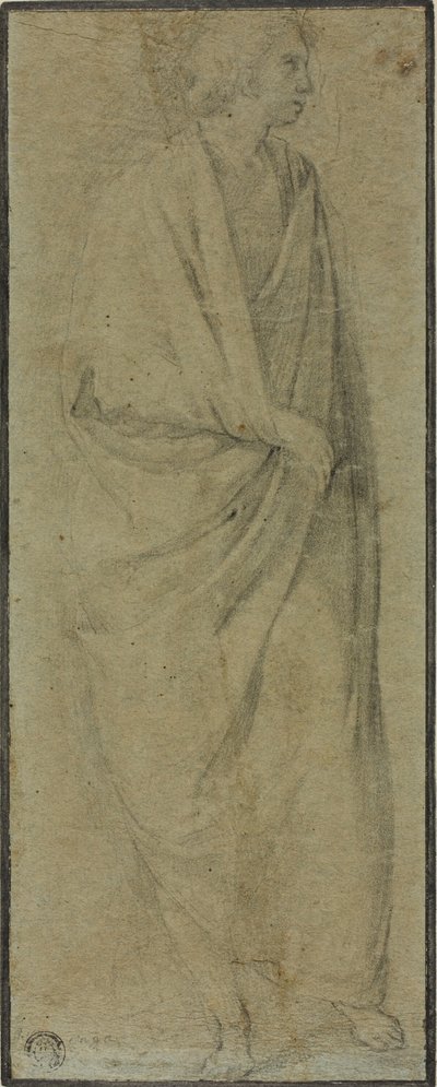 Staande gedrapeerde mannelijke figuur door Unknown Florentine