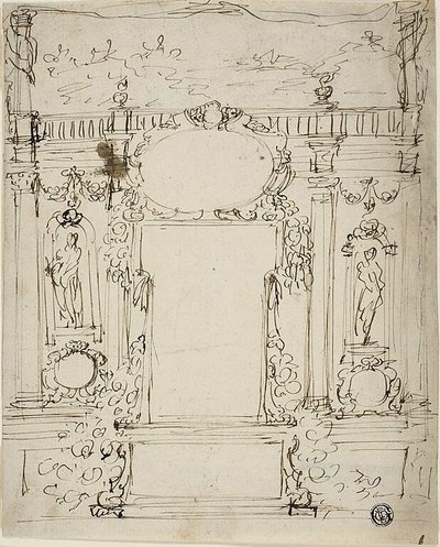 Spiegel met Cartouche door Unknown Italian