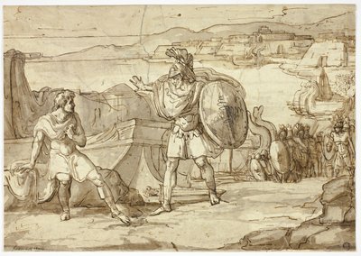 Scène uit de Ilias: Confrontatie van twee krijgers door Unknown Italian