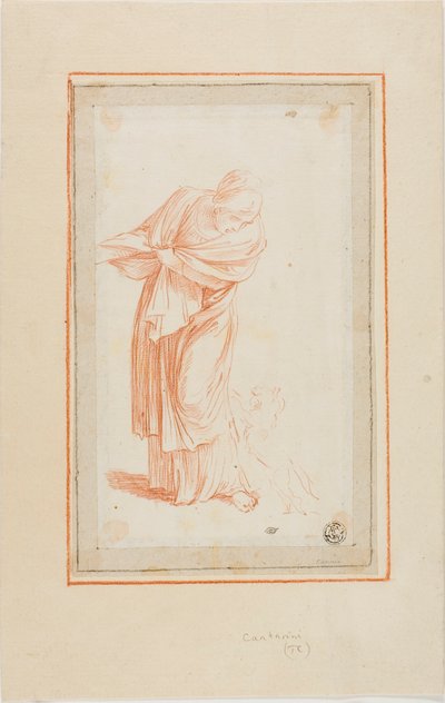 Vrouw en hond door Unknown Italian