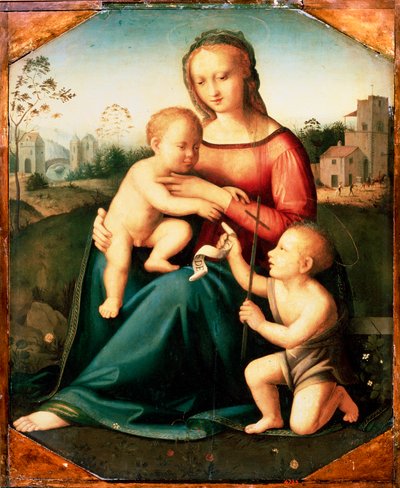 Maagd en kind met Johannes de Doper als jongen, 16e eeuw door Unknown Old Master