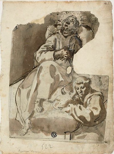 Dood van een heilige door Unknown Sienese