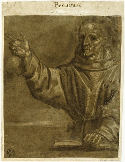 Sint Bernardinus van Siena preekt vanuit een open boek door Unknown Sienese