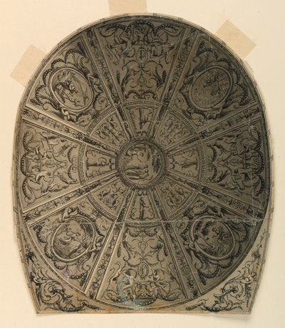 Tekening, Plafondontwerp: Decoratie voor theater, ca. 1790 door Unknown artistUnknown artist