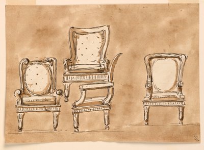 Tekening, stoelen, 1780-90 door Unknown artistUnknown artist