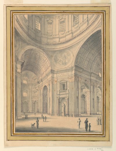Tekening, Kerkinterieur, ca. 1770 door Unknown artistUnknown artist