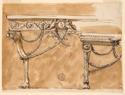Tekening, consoletafels, ca. 1790 door Unknown artistUnknown artist