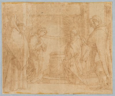 Tekening, Kopie naar Annunciatie van de Engel aan Zacharia, 1538-1600 door Unknown artistUnknown artist