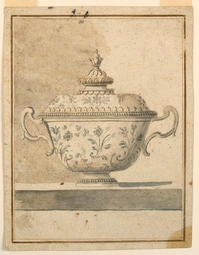 Tekening, Gedekte keramische schaal, 1750-90 door Unknown artistUnknown artist