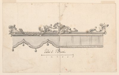 Tekening, Kuif van een baldakijn (V: figuurschetsen), ca. 1750-75 door Unknown artistUnknown artist