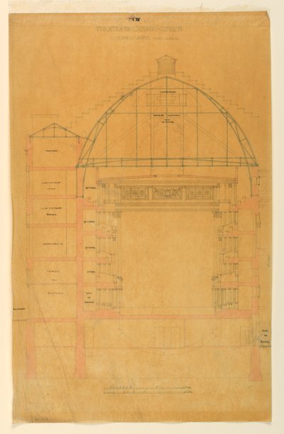 Tekening, Doorsnede van het Théâtre de l