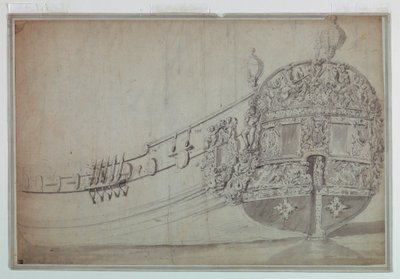 Tekening, Decoratief ontwerp voor de achtersteven van een schip, ca. 1705 door Unknown artistUnknown artist