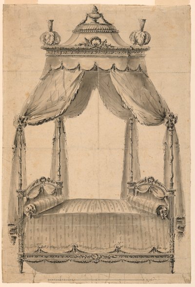 Tekening, Ontwerp voor een bed, ca. 1785 door Unknown artistUnknown artist