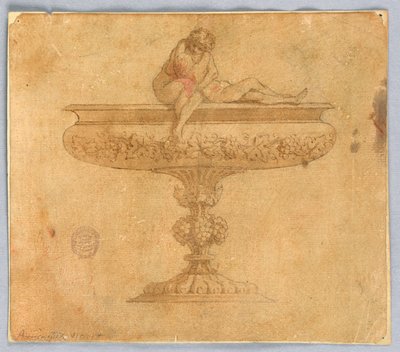 Tekening, ontwerp voor een schaal met geliefden, 17e-19e eeuw door Unknown artistUnknown artist