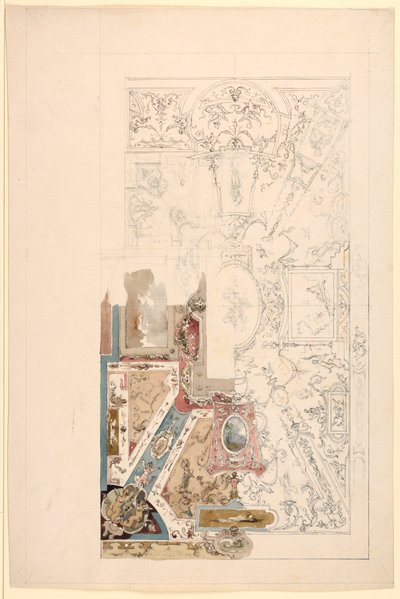 Tekening, ontwerp voor een plafond, 1750-1800 door Unknown artistUnknown artist