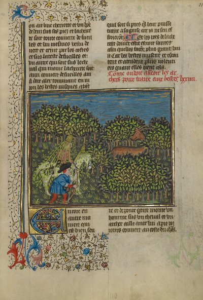 Een gecamoufleerde ruiter en een boogschutter naderen een hert door Unknown artist