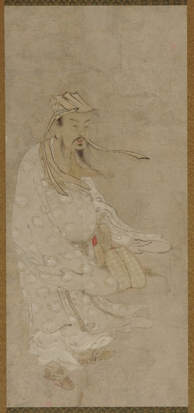 Een Chinese man staande in een harde wind door Unknown artist
