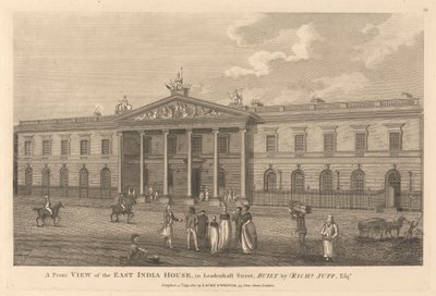 Een vooraanzicht van het East India House in Leadenhall Street door Unknown artist