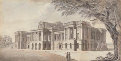 Een Georgisch herenhuis, voor- en zijaanzichten door Unknown artist