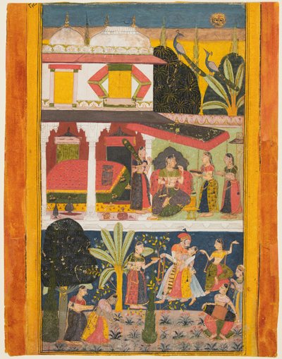 Een heldin en haar minnaar: Malavi Ragini, uit een Ragamala door Unknown artist