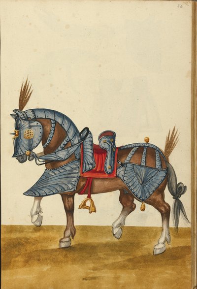 Een paard in harnas door Unknown artist